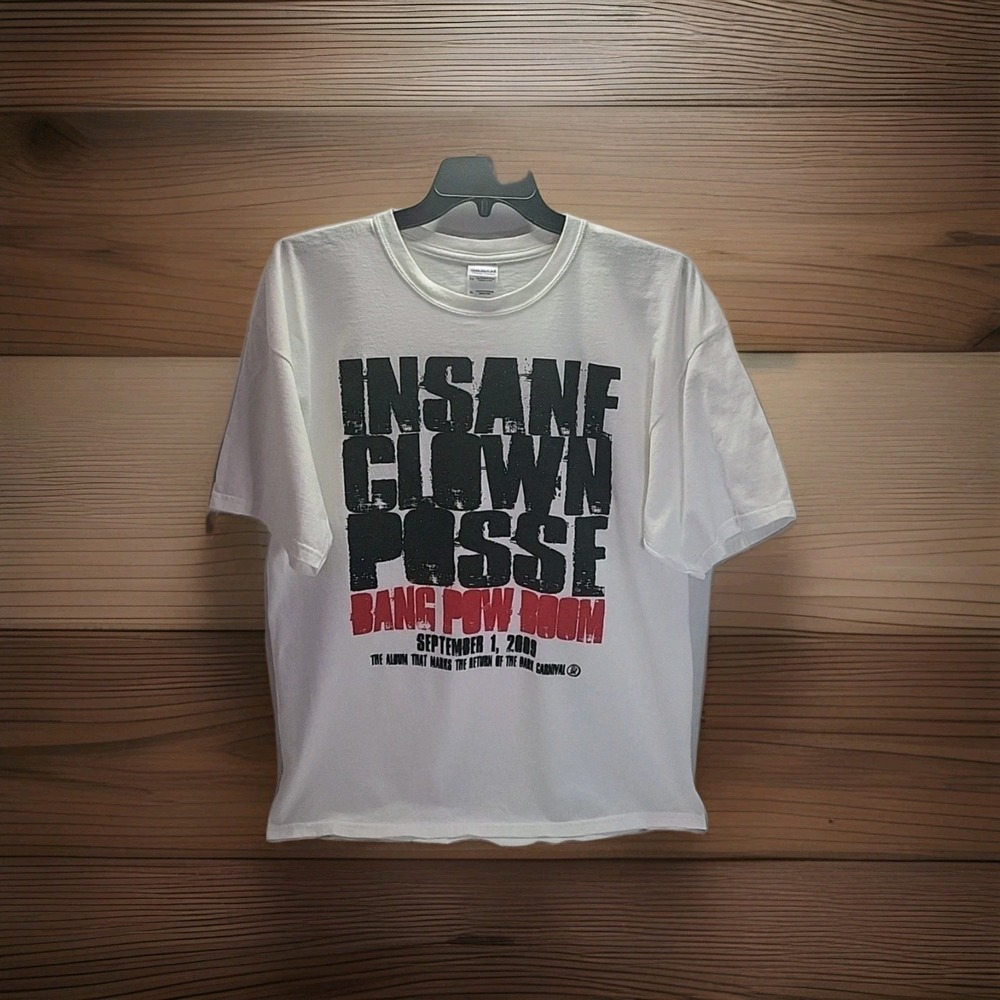 Vtg Rare 2009 Insane Clown Posse Bang Pow Boom Album Promo T Shirt White Size XL